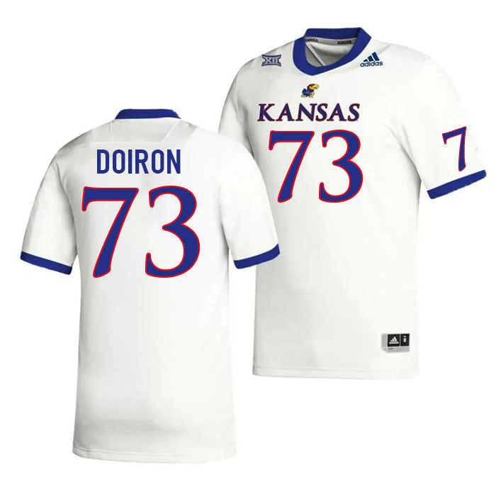 Men #73 Dre Doiron Kansas Jayhawks College Football Jerseys Stitched Sale-White